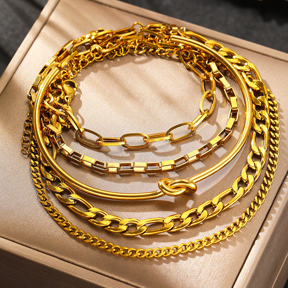 Retro Thick Chain Personalized Bracelet Mix And Match Open-ended Bracelet Bracelet Twin Style Suit