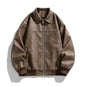 American Suede Fabric Jacket Retro Lapels Leather Coat