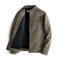 Men's Leather Jacket Fleece-lined Slim Stand Collar Jacket