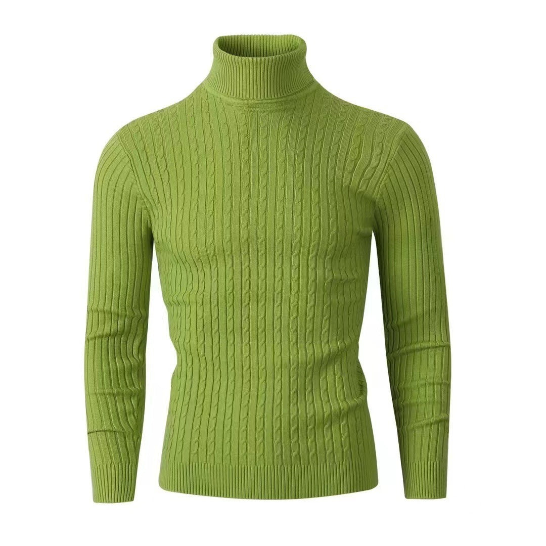 Men's Sweater Casual Retro Twisted Flower Turtleneck Knitting