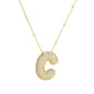 Brass Zircon Bubble Balloon Letter Pendant Necklace For Women