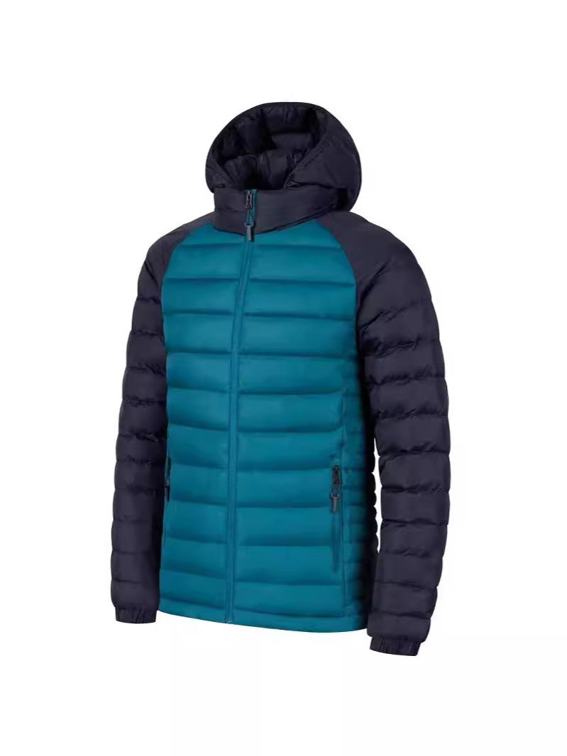 Men's Fleece-lined Thick Hooded Rib Cotton-padded Jacket