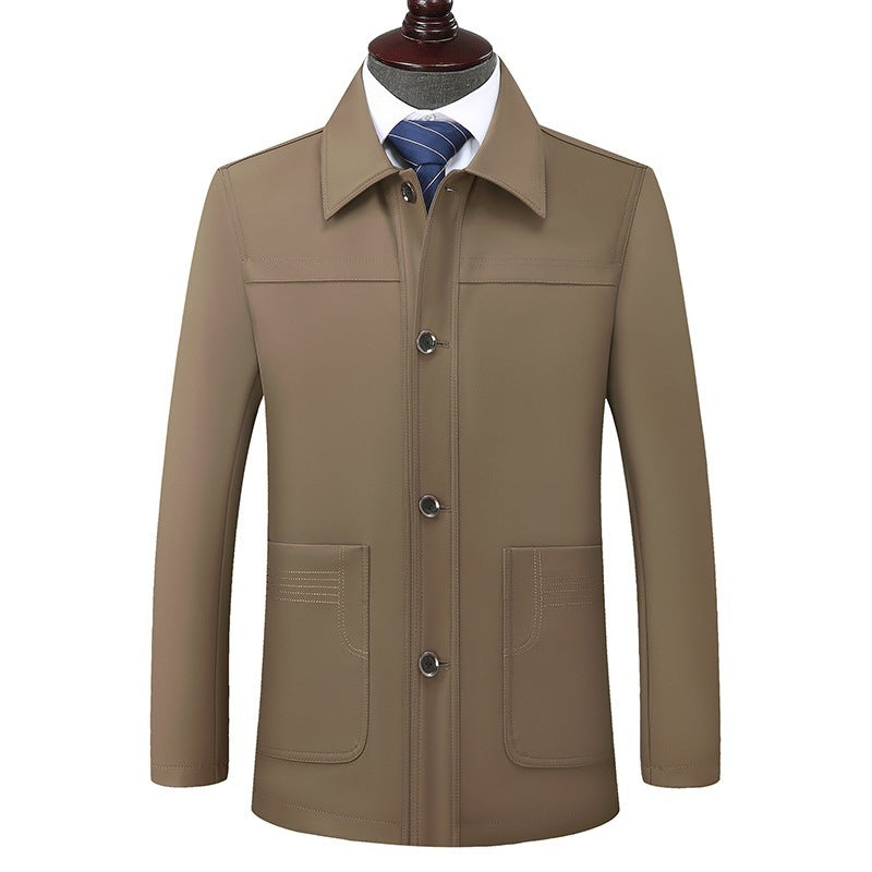 Plus Size Jacket Men's Middle-aged And Elderly Turn-down Collar Coat