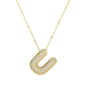 Brass Zircon Bubble Balloon Letter Pendant Necklace For Women