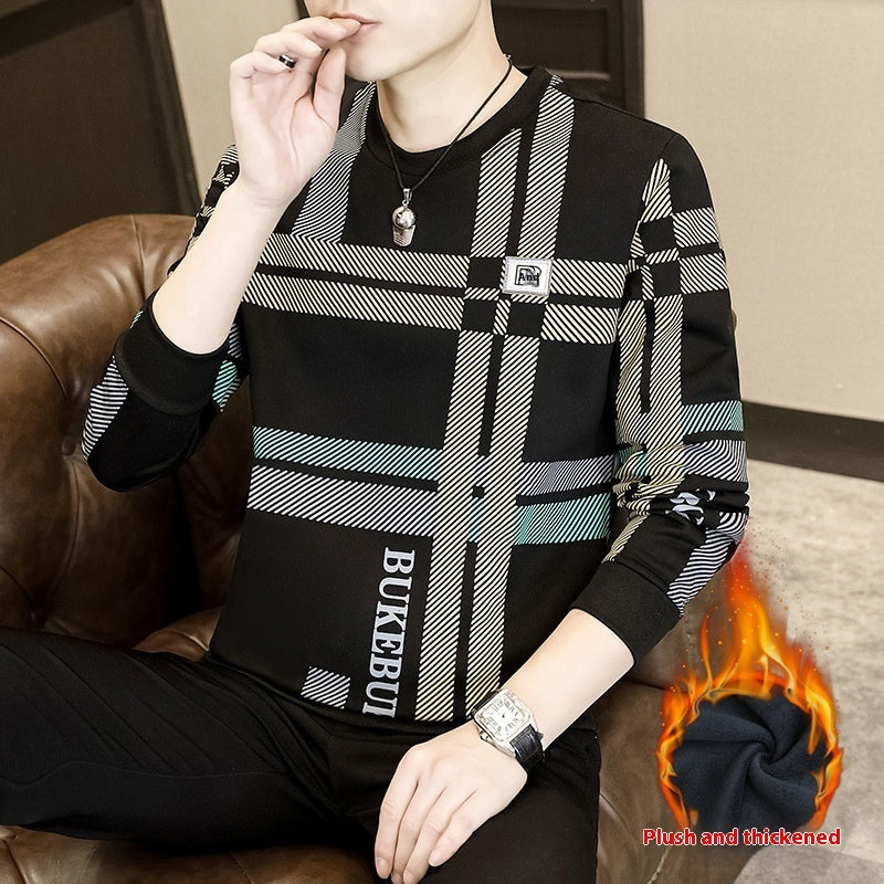 Heavy Sweater Men's Autumn And Winter Fleece-lined Thick Fashion