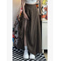 High Waist A- Line Skirt Niche Umbrella Skirt Brown Pleated Dress