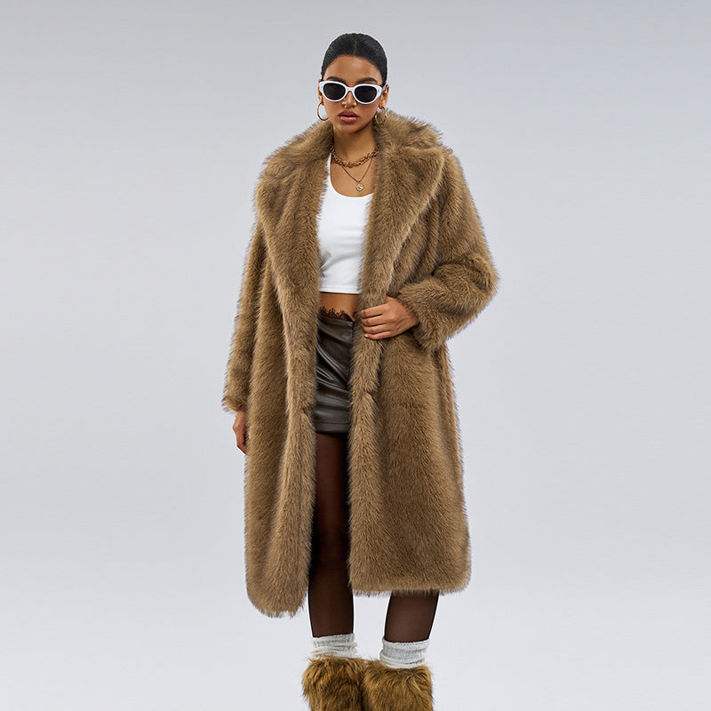 Winter Extended Imitation Fur Coat Overcoat