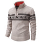 Plus Size Half-open Zipper Men's Autumn And Winter Loose Color Matching Knitwear