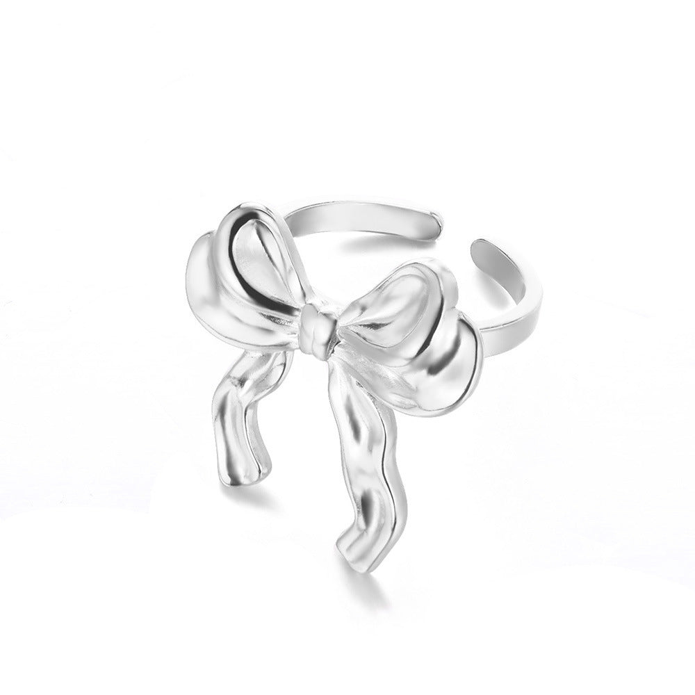 New 18K Gold Stainless Steel Bow Ring