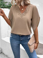 Lace Detail V-Neck Half Sleeve Blouse