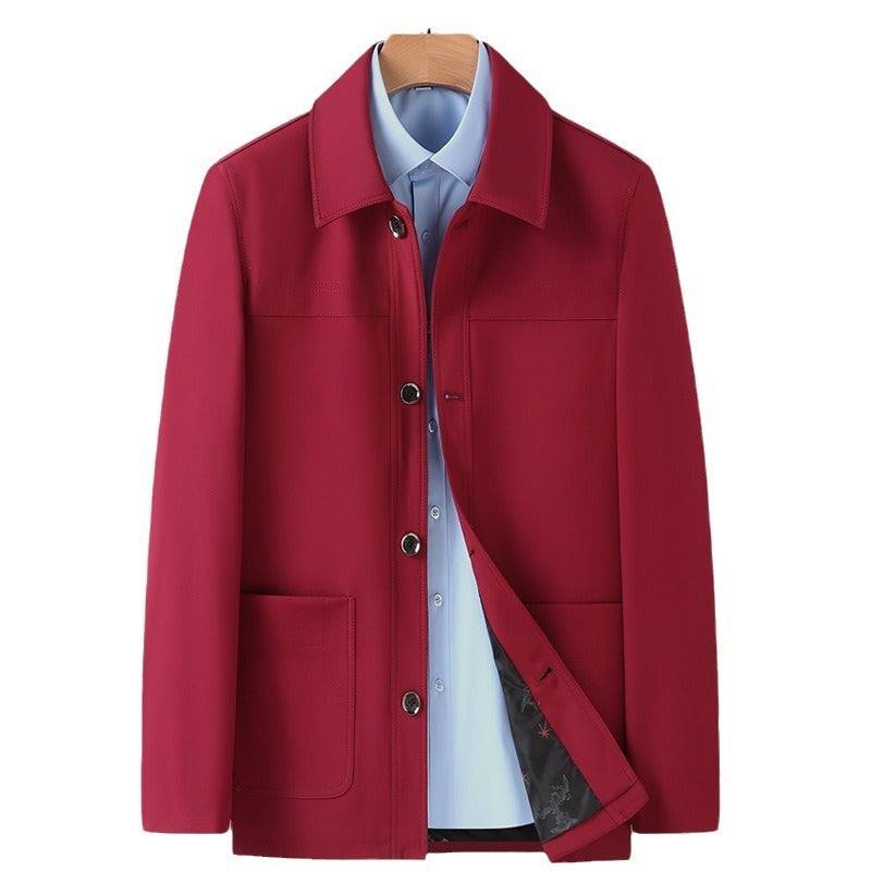 Plus Size Jacket Men's Middle-aged And Elderly Turn-down Collar Coat