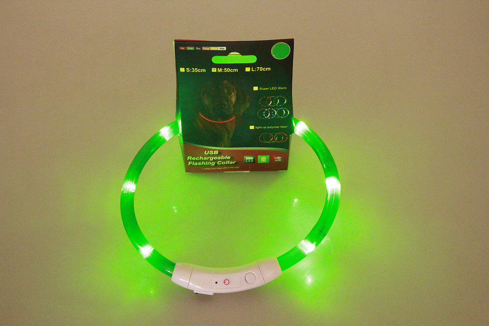 Pet Flashing Collar USB Rechargeable Glowing Necklace Safety Collar Light Up Collars For Night Walking Electric Dog Collar Neon