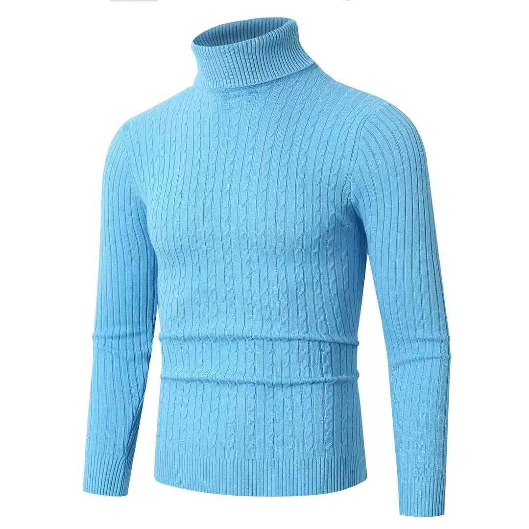 Men's Sweater Casual Retro Twisted Flower Turtleneck Knitting