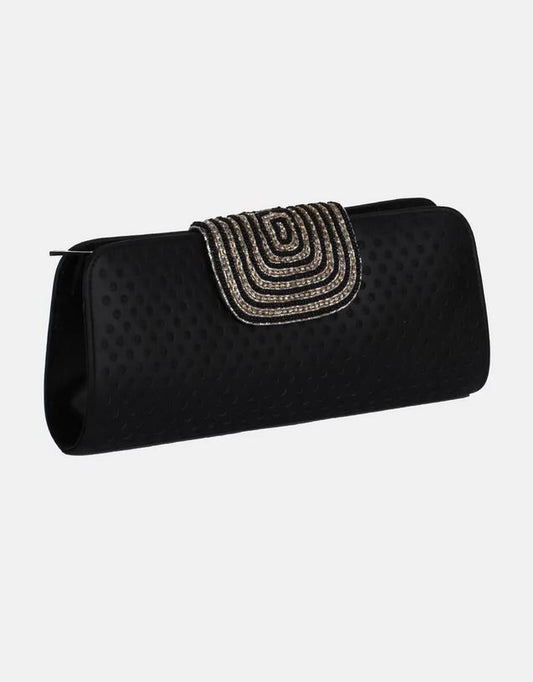 Embroidered Leather Purse Black