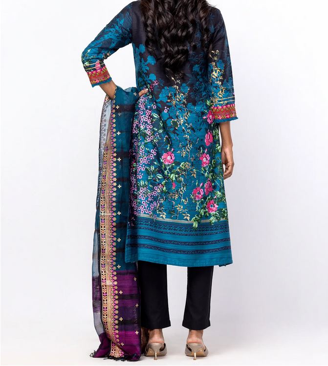 Stunning Teal Mughal Tropical Theme Shalwar Kameez with Intricate Embroidery