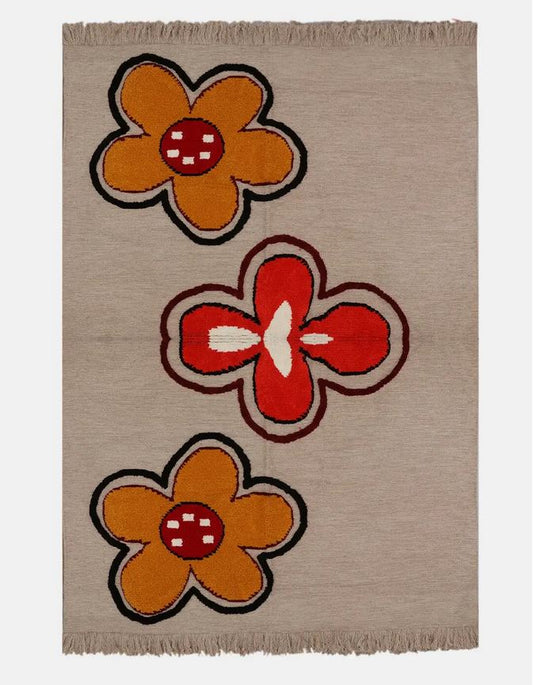 Flower Design Woollen Carpet