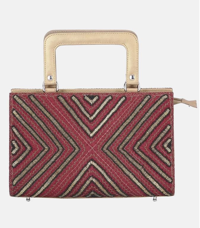 Genuine Leather Bag Erri Embroidered Color Maroon