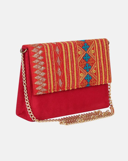 Embroidered Chosa Purse Color Red