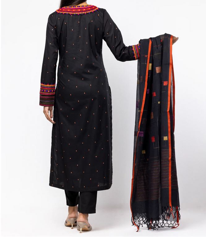 Graceful Black Folk Art Inspired Shalwar Kameez