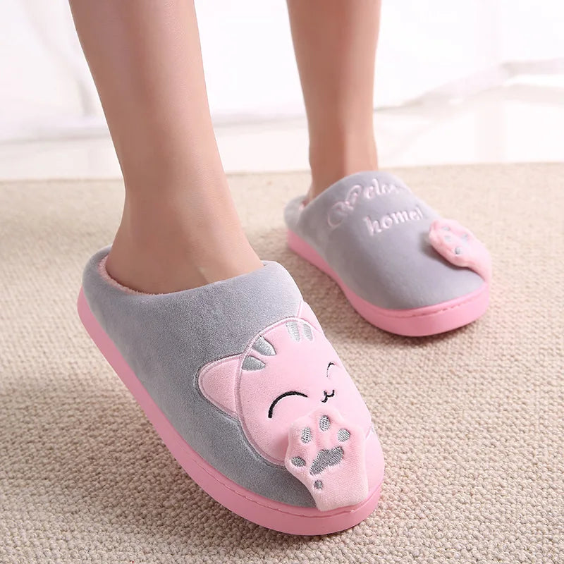 Girls' Cute Cat Slippers with Plush & Memory Foam for Winter