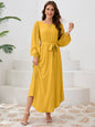 Autumn Round Neck Bubble Long Sleeve Dress Women's Clothing European And American