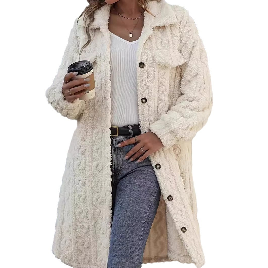 Fashion Plush Casual Long Coat For Women