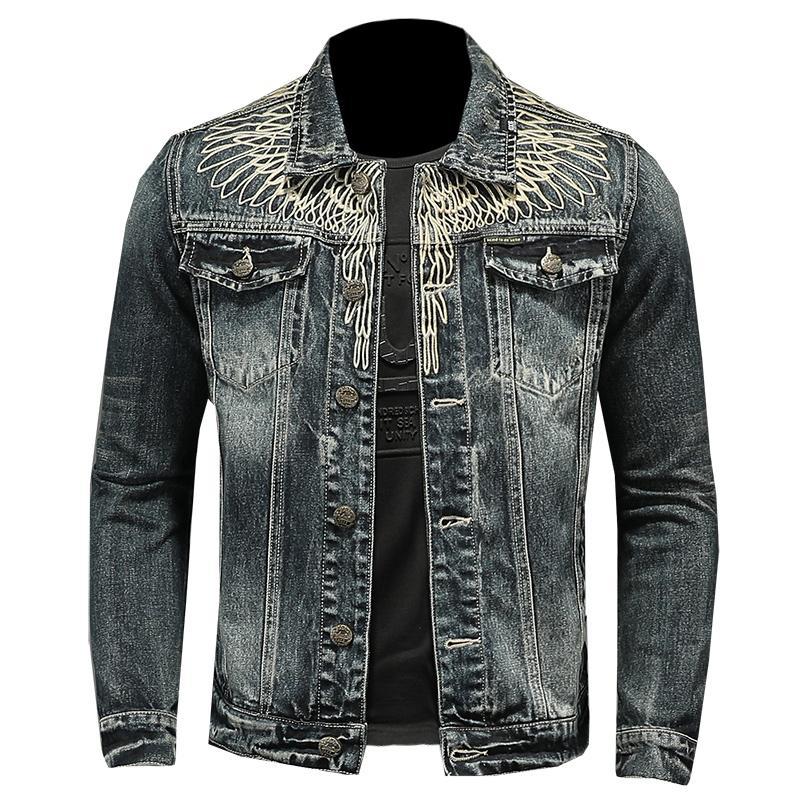 European And American Denim Top Casual Retro Slim Street Polo Collar Jacket