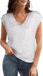 Women's V-neck Sequins Short-sleeved Top Vest