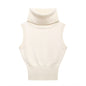 Fashionable All-match Solid Color Stand Collar Knitted Short Vest