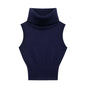 Fashionable All-match Solid Color Stand Collar Knitted Short Vest