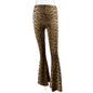 Women's High Waist Casual Pants Fashion Slim Leopard Print Bell-bottom Pants