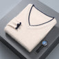 Men's Pullover V-neck Loose Color Matching Plus Size Thermal Sweater