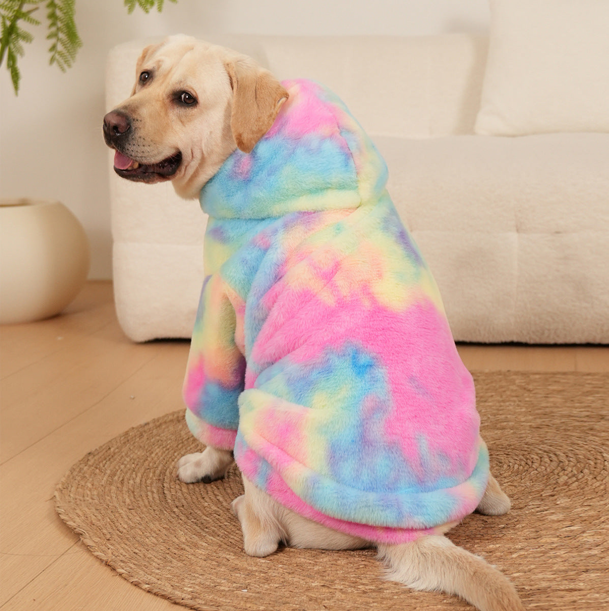 Tie-dyed Rabbit Fur Rainbow Color Dog Pattern Sweater