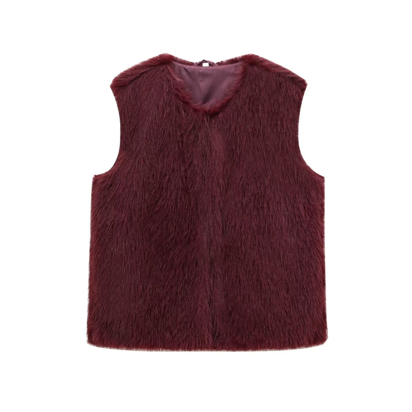 Women's New French Minority Faux Fur Sleeveless Crew Neck Vest