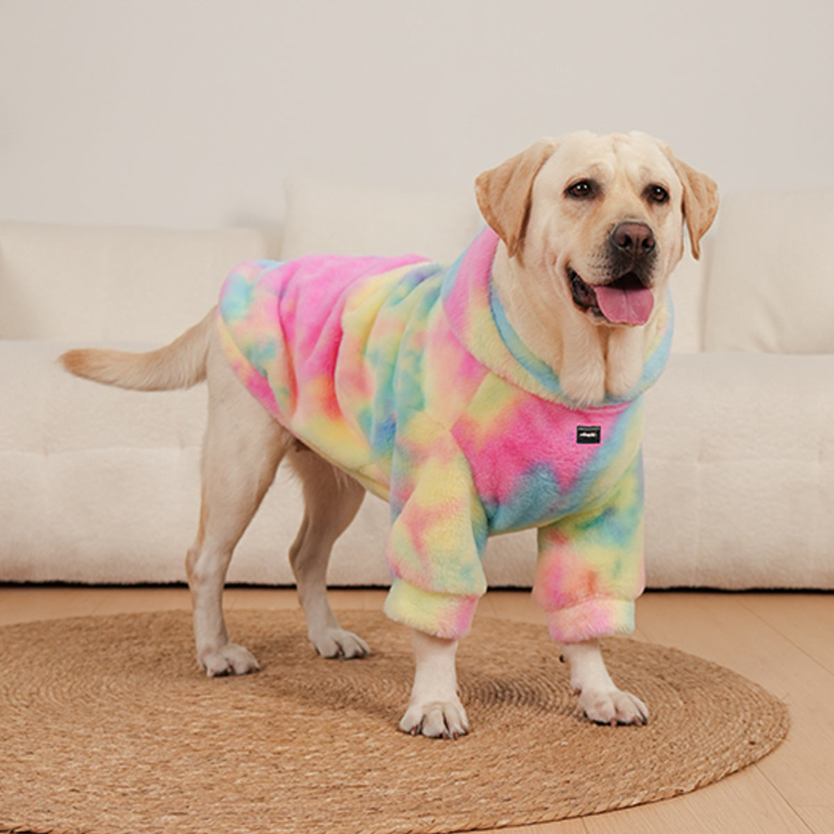 Tie-dyed Rabbit Fur Rainbow Color Dog Pattern Sweater