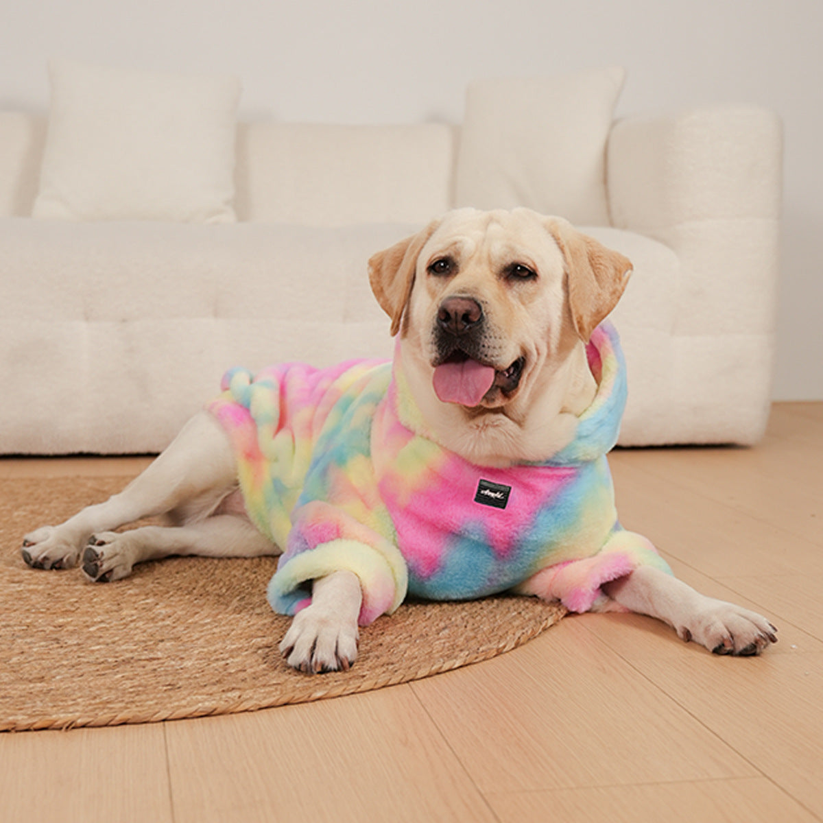 Tie-dyed Rabbit Fur Rainbow Color Dog Pattern Sweater