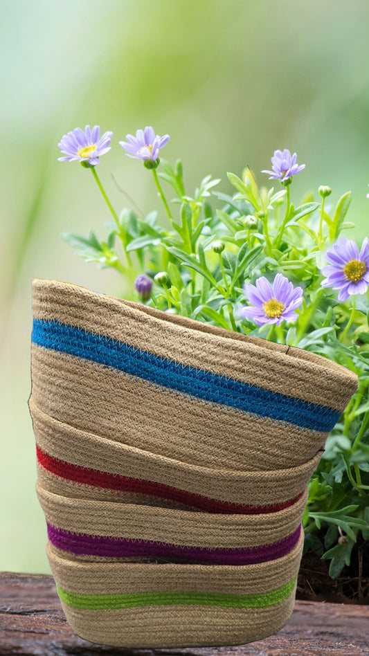 Oval Handcrafted Jute Basket – 11" x 7" x 4.5"