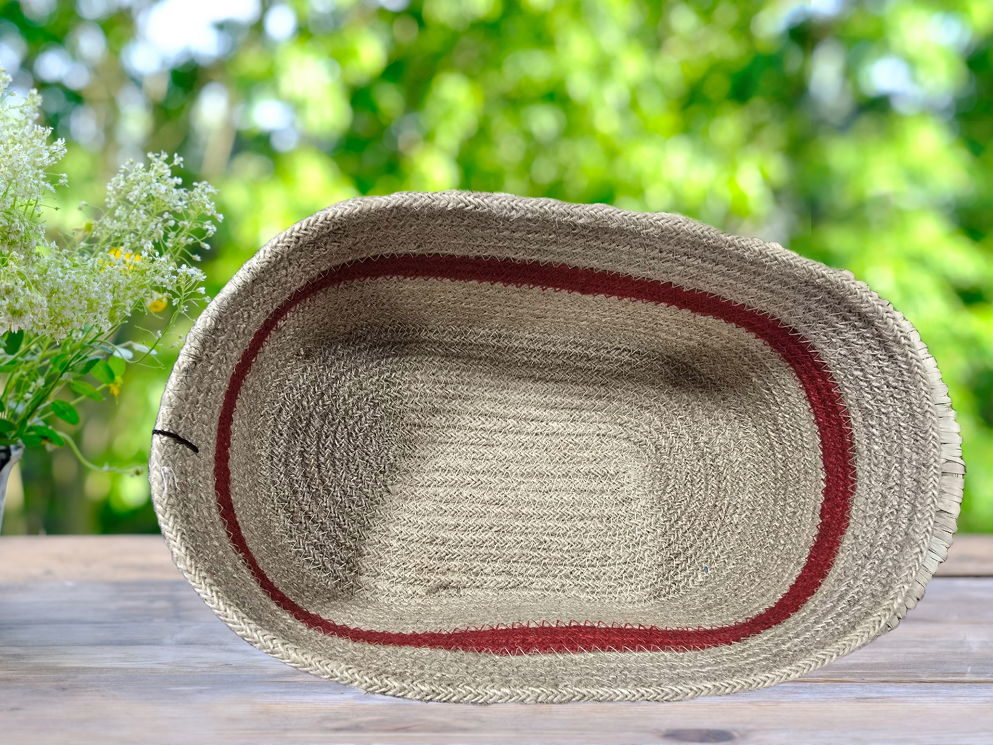 Oval Handcrafted Jute Basket – 11" x 7" x 4.5"