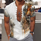 Men's Summer 7 Buckle Loop Stand Collar Short Sleeve Shirt