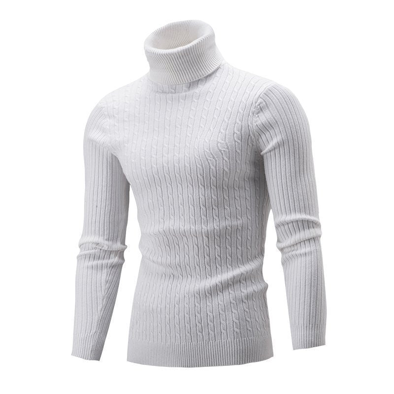 Men's Sweater Casual Retro Twisted Flower Turtleneck Knitting