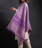 Handcrafted Purple Silk Shawl with Nakshi Kantha and Prints Shawl