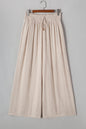 Beige Smocked High Waist Wide Leg Plus Size Pants