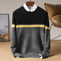 Striped Youth Pure Wool Sweater Men's Round Neck Loose