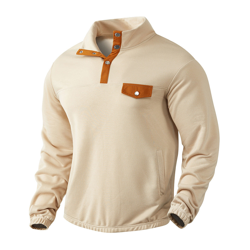 Men's Outdoor Contrast Color Casual Stand Collar Long Sleeve Sweater