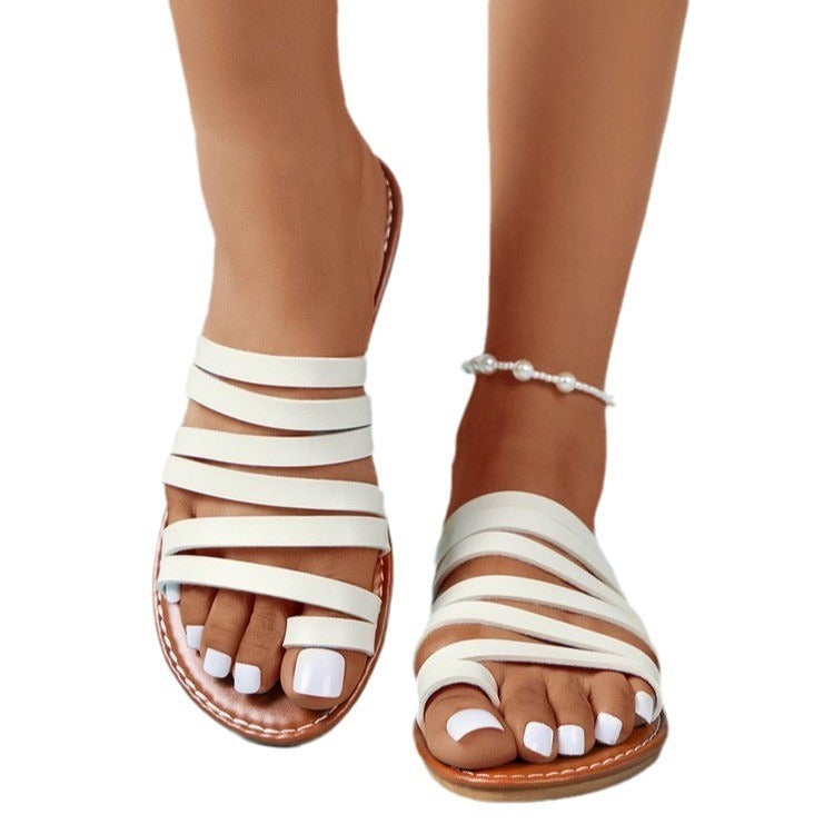 Flat Sandals Women's Solid Color Trend