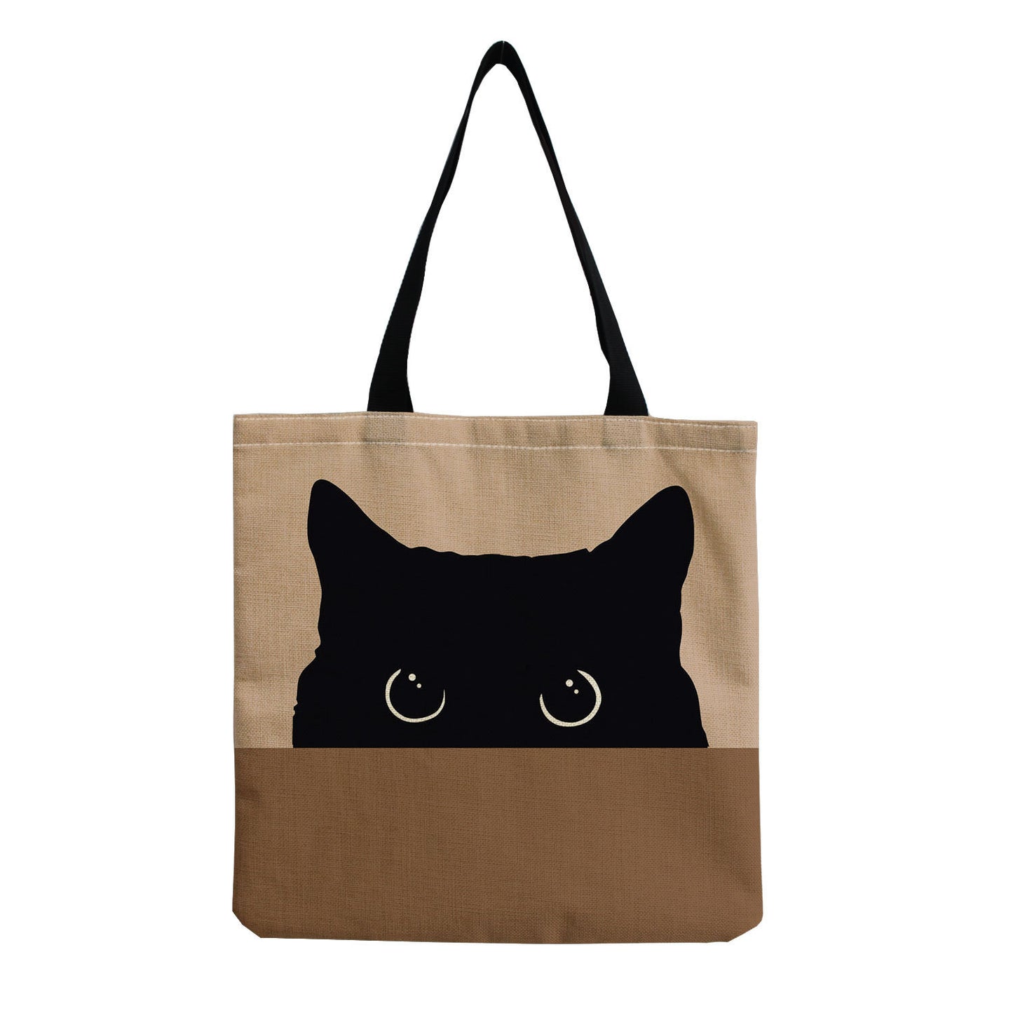 Color Matching Cat Cotton And Linen Shopping Bag Cartoon Women's Shoulder Handbag