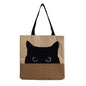 Color Matching Cat Cotton And Linen Shopping Bag Cartoon Women's Shoulder Handbag