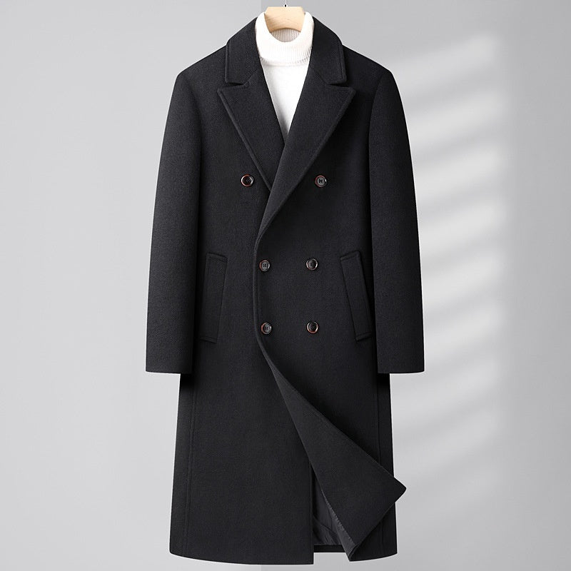 Double Breasted Long Woolen Coat