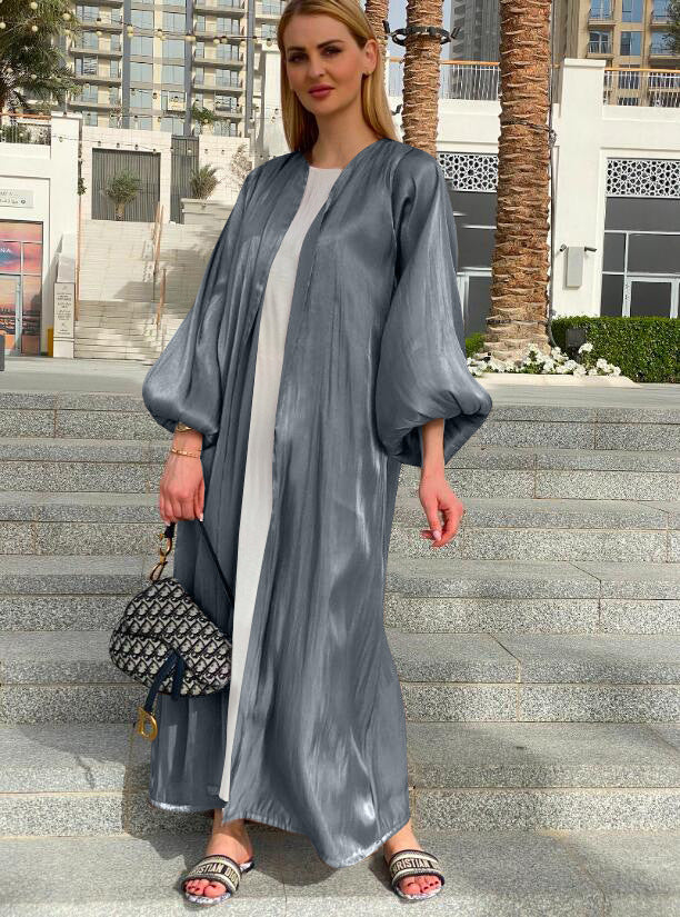 Women Fashion Shining Silklike Summer Abayas