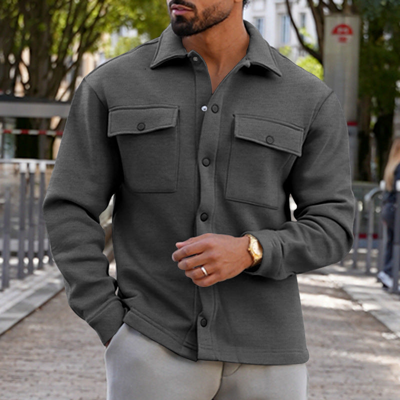 Men's Lapel Single Breasted Solid Color Jacket